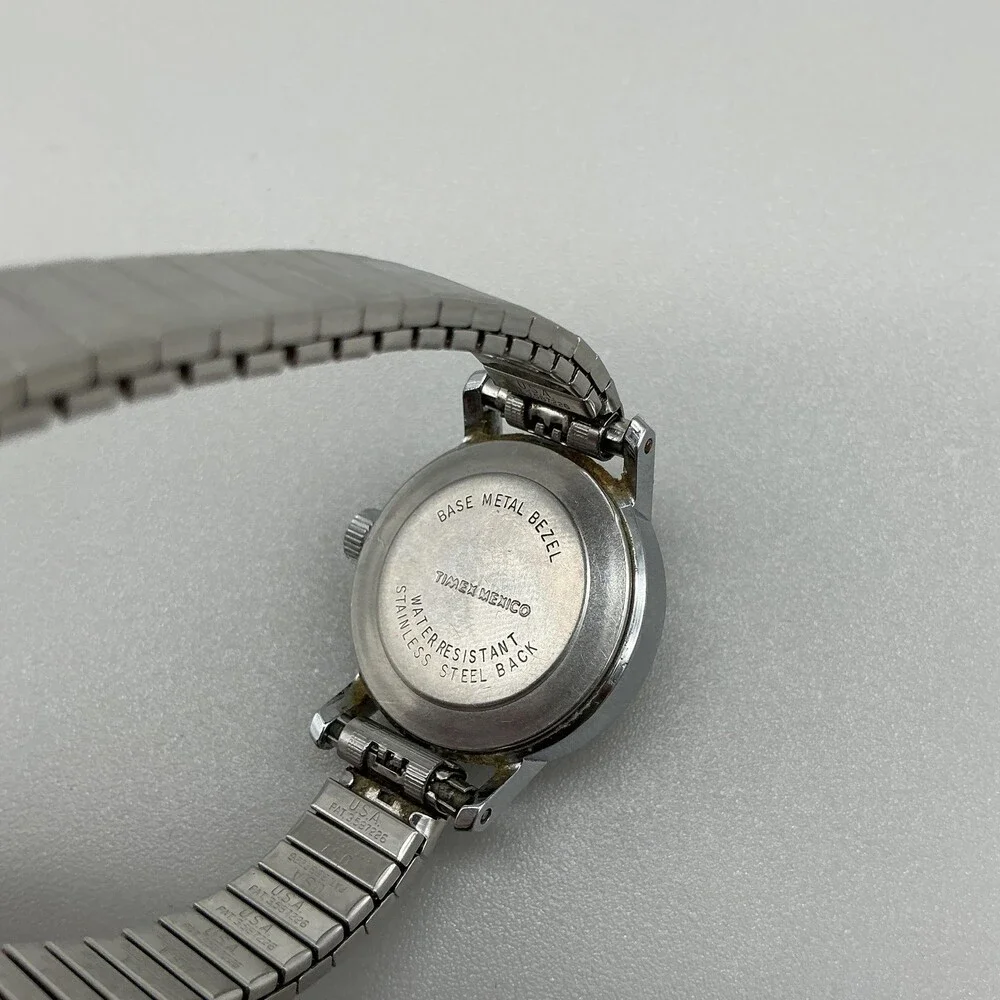 Vintage Timex Womens Watch 24mm Silver Dial Water Resistant Manual Wind